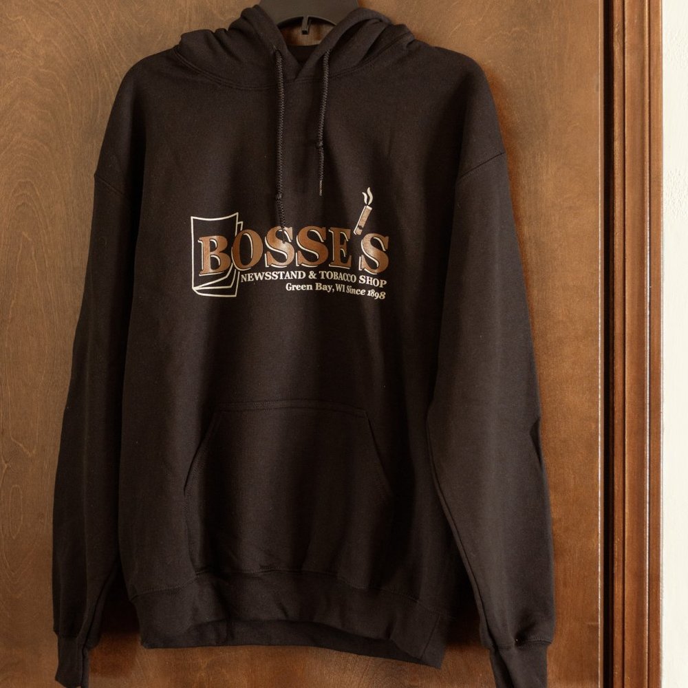 Bosse's News Green Bay Black Hooded Sweatshirt v1